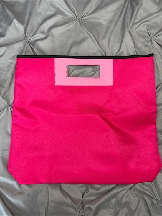 Clinique Bright Fuchsia Tote with Light Pink Handle Cutout - 4x15x17