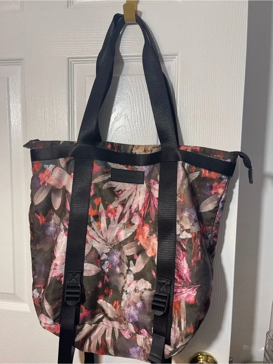 Danskin Floral Tote in Black with Pink and Purple Accents