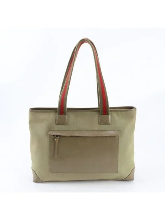Gucci 019 Leather Nylon Tote Shoulder Business Document