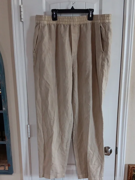 Lucky Brand Men’s Linen Cotton Pull-On Drawstring Pants Khaki XL 130187