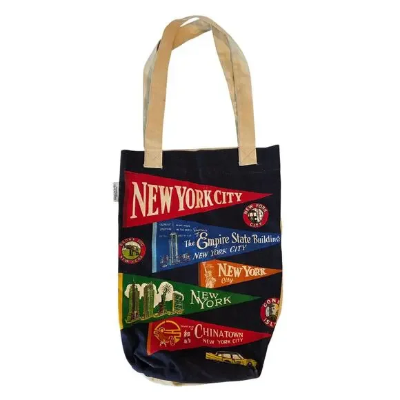 Cavallini & Co New York City Vintage Pennant Canvas Tote Bag Graphic Travel