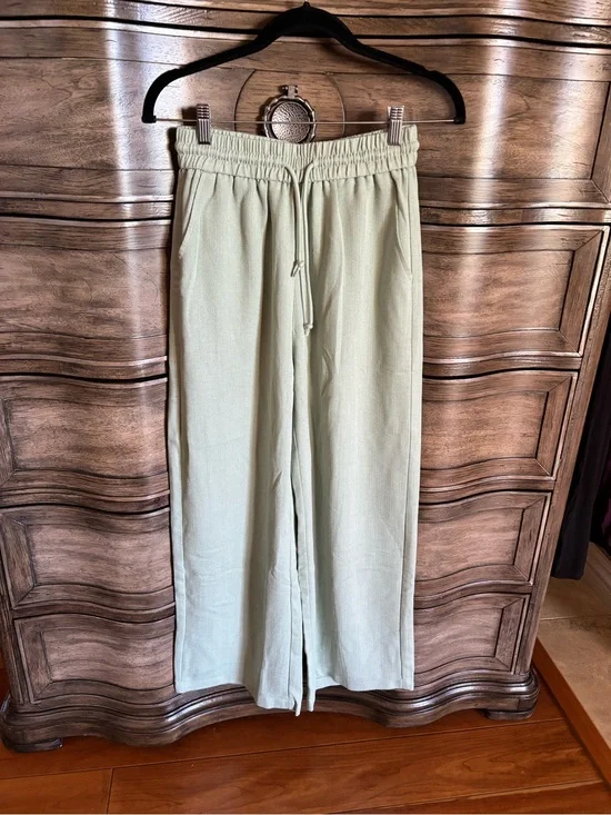 Women’s Drawstring Wide-Leg Pants - Light Sage