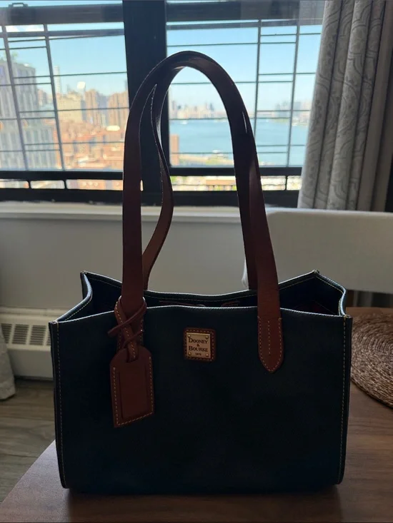 Dooney & Bourke Dark Brown with Leather-Trim Medium Tote Bag