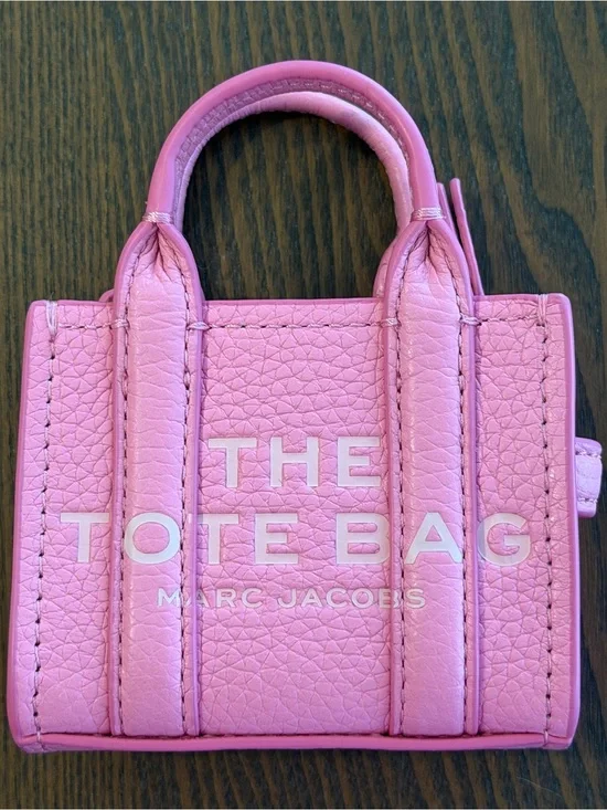 Marc Jacobs Pink Mini Pebbled Leather Tote with Bold Logo