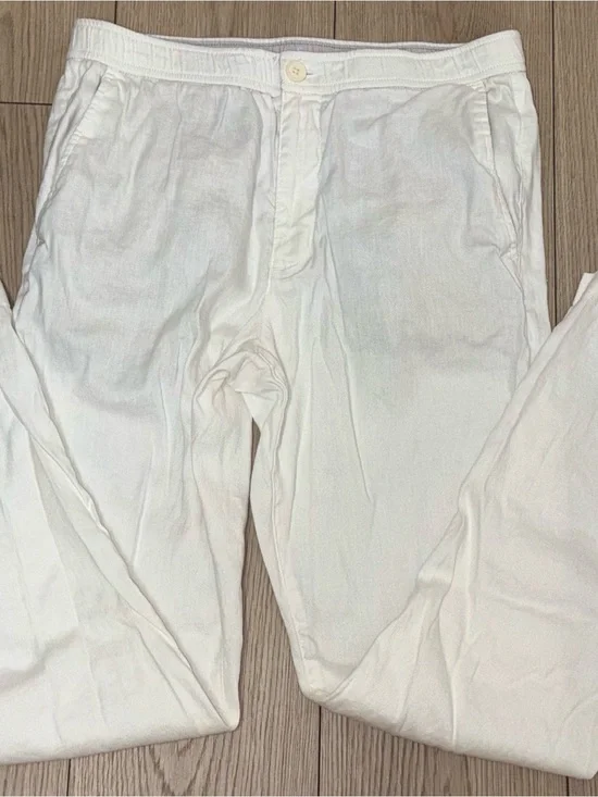 Tommy Bahama Mens MediumX30 White Stone Beach Coast Stretch Linen & Cotton Pants