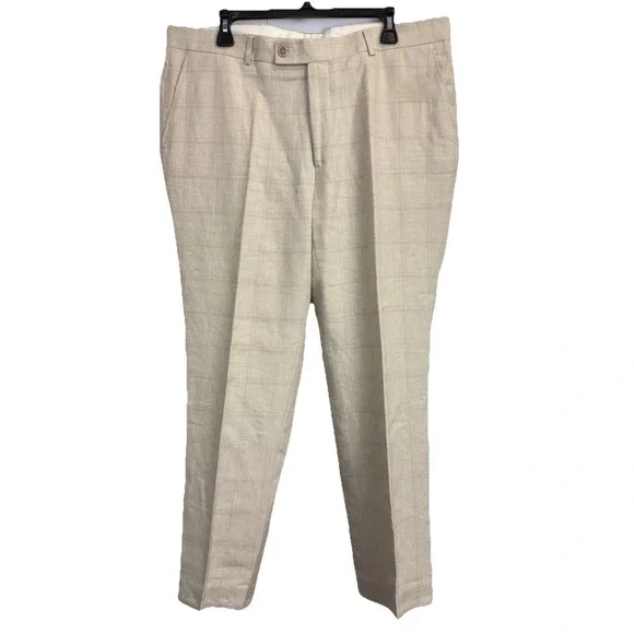 Bespoke Light Beige Plaid Chinos
