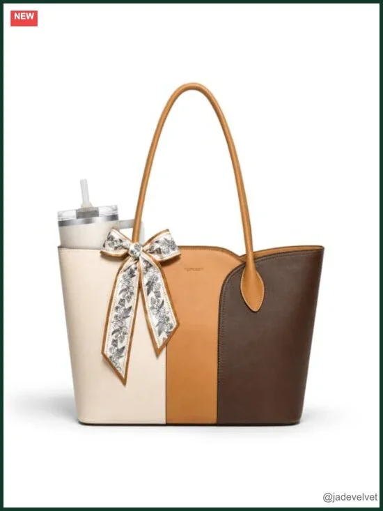 Vintage Faux Leather Tote Bag for Women, Laptop Bag Fits 15.6
