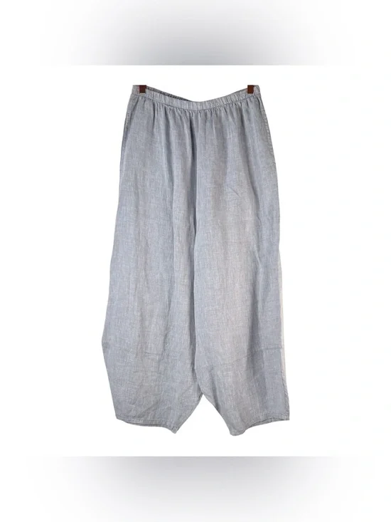 Bryn Walker Women’s Linen Lagenlook Elastic Waist Lantern Wide Leg Pants Size L