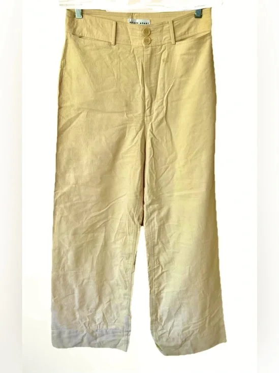 Apiece Apart Butter Yellow Wide Leg Trousers Cotton Size 8