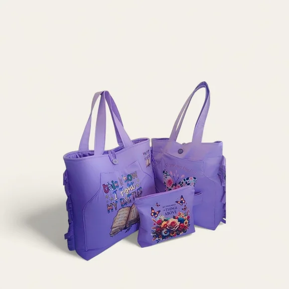 Vibrant Purple Floral Tote Bag Collection
