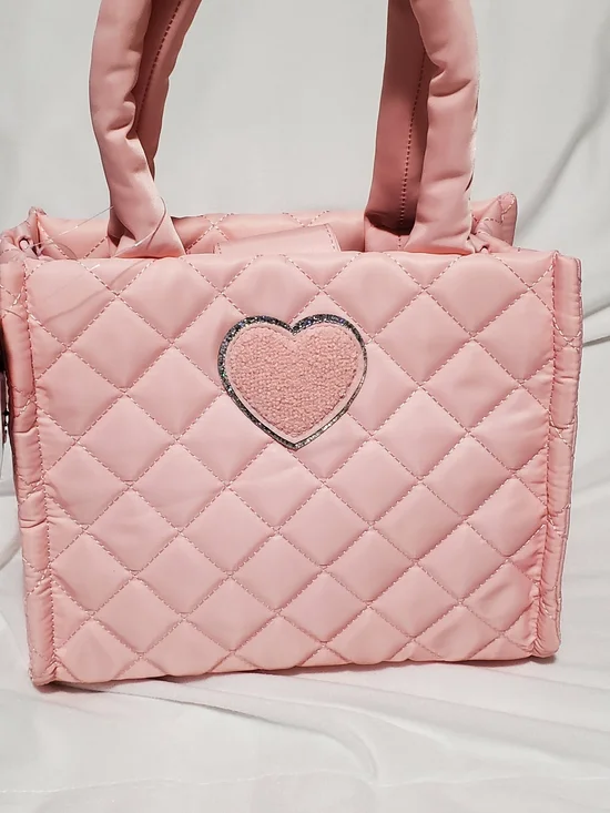 Quilted Pink Heart Tote Bag