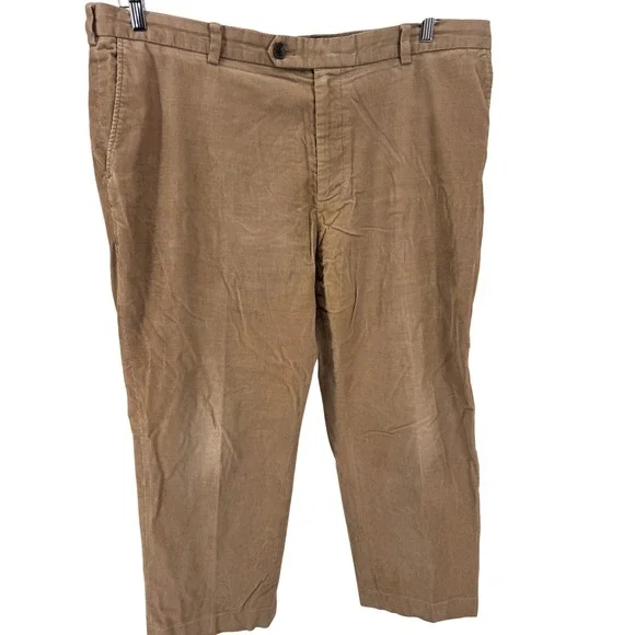 Brooks Brothers Milano Corduroy Pants Tan Mens W42 L32 Fit 27L Flat‎ Stretch