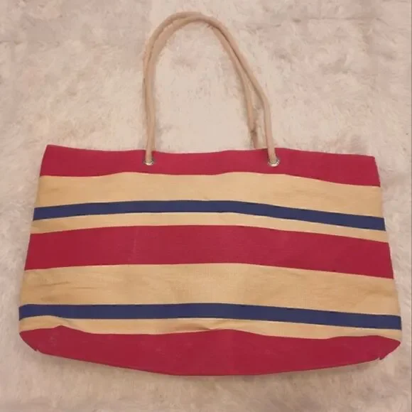 2/$20 Tote Bag Canvas Striped NWOT
