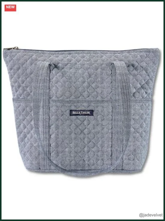 Lightweight Quilted Cotton Tote Bag with 10 Pockets