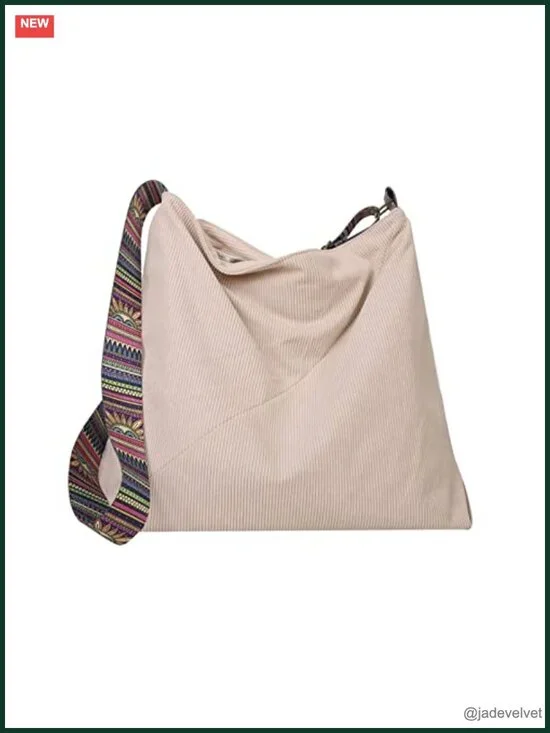 Corduroy Tote Bag Large Shoulder Hobo Boho Handbag Purse