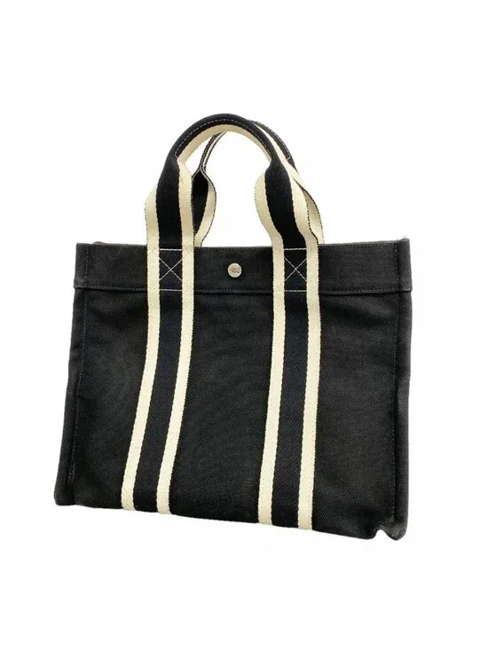 Hermes Tote Bora PM Canvas Black Silver