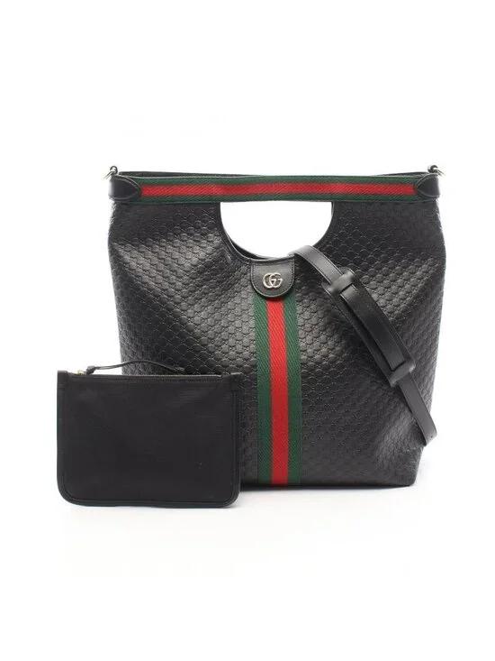 Gucci Handbag Giglio Micro Guccissima 2-Way Black Leather Guccissima Ophidia