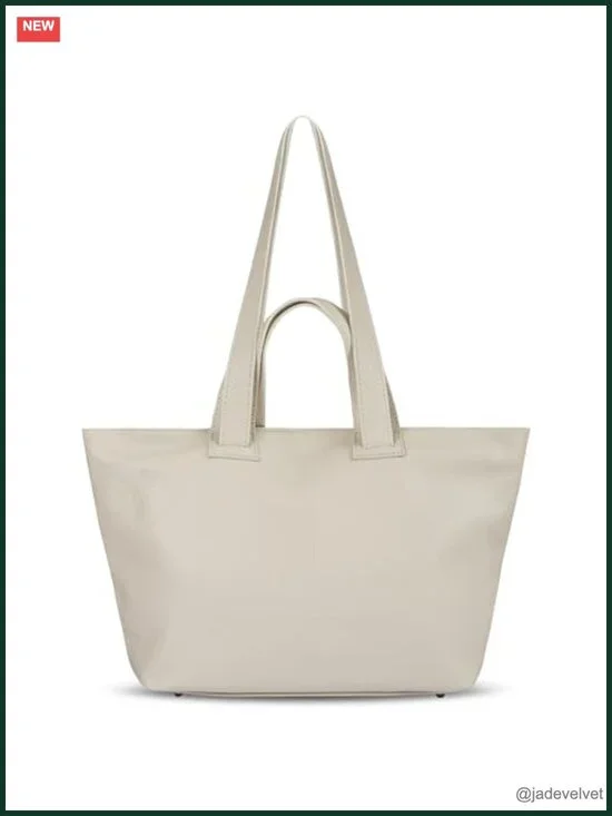 Genuine Italian Calf Leather Tote Bag with Zipper & Double Straps Large Laptop