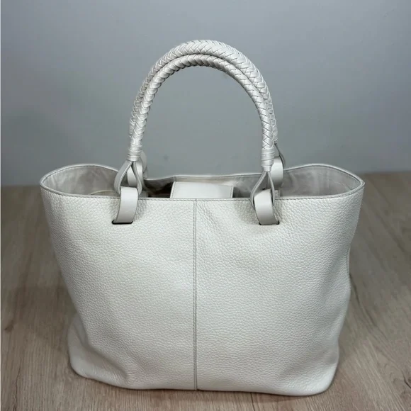 Vince Camuto Leather Creamy White Slone Tote Bag Purse