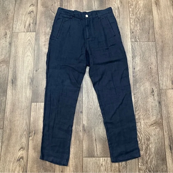 Zara 100% Linen Relaxed Fit Pants Men’s Size 30 Navy Blue