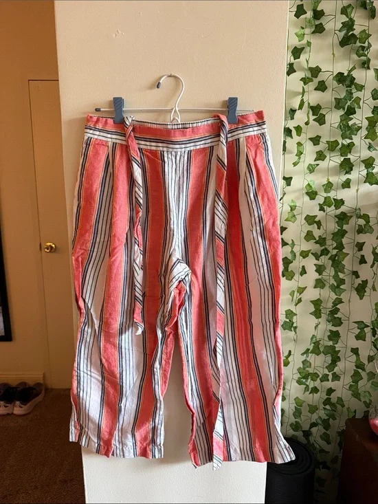 Striped Coral and White Women’s Lightweight Pants