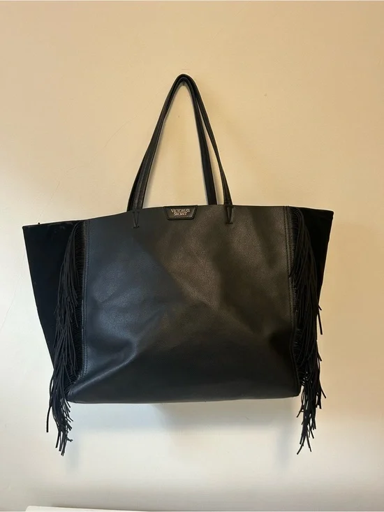 Victoria's Secret Black Fringe Tote Bag