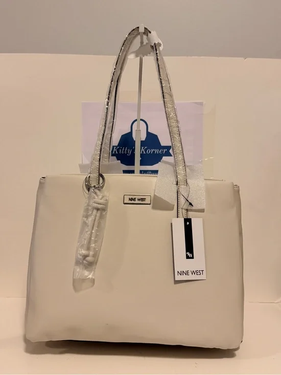 NWT Nine West Off White Eris Tote Bag – Vegan Leather Elegant Women's Handbag