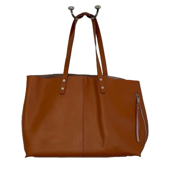 Co-Lab large tan leather‎ tote with attached wristlet. Excellent condition