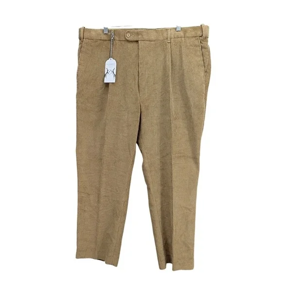Peter Christian Corduroy Trousers Men's 42x27‎ Beige Pleated Cotton Casual NWT