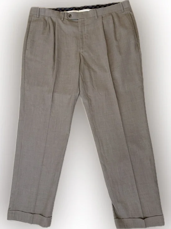 👔✨ Vintage Ralph Lauren Men’s Pleated Dress Pant Cuffed Trousers Taupe 40W x 30L
