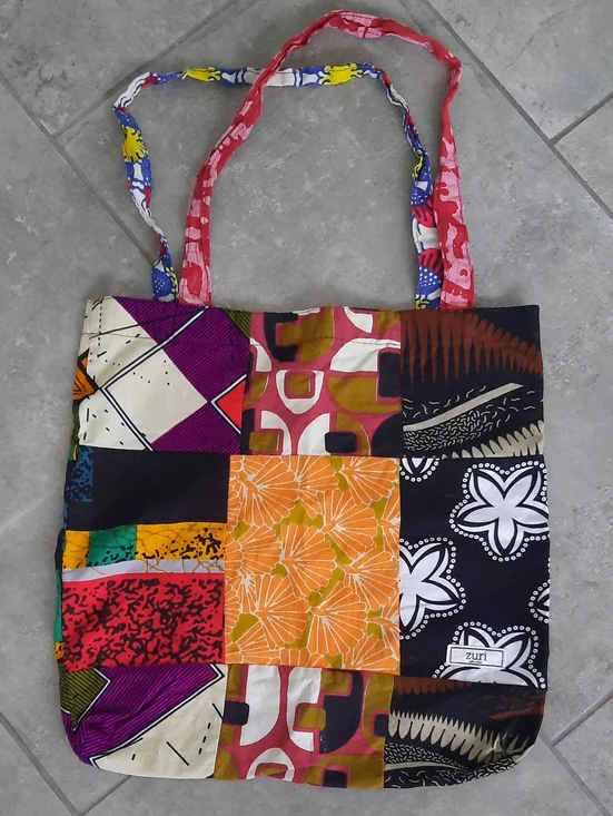 Zuri Patchwork Multicolor Cotton Tote Bag - Vibrant Floral & Geometric Panels