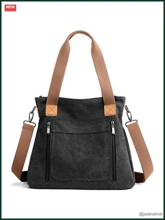 Canvas Tote Bag Work Shoulder Crossbody Multi-pocket Handbags
