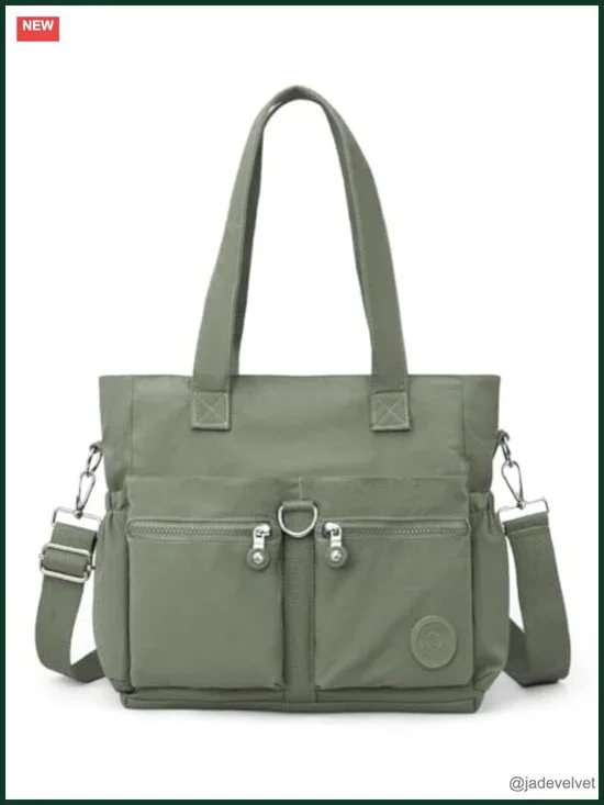 Nylon Tote Bag with Multiple Compartments, Crossbody and Shoulder Bag,