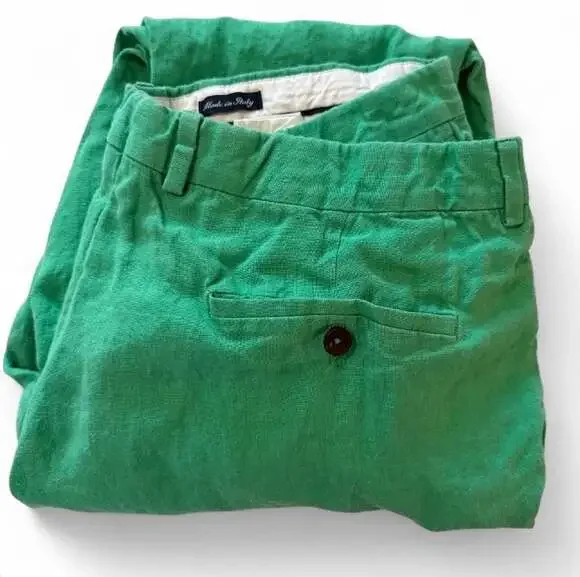 Polo Ralph Lauren Green Made in Italy Linen Trousers Size 38