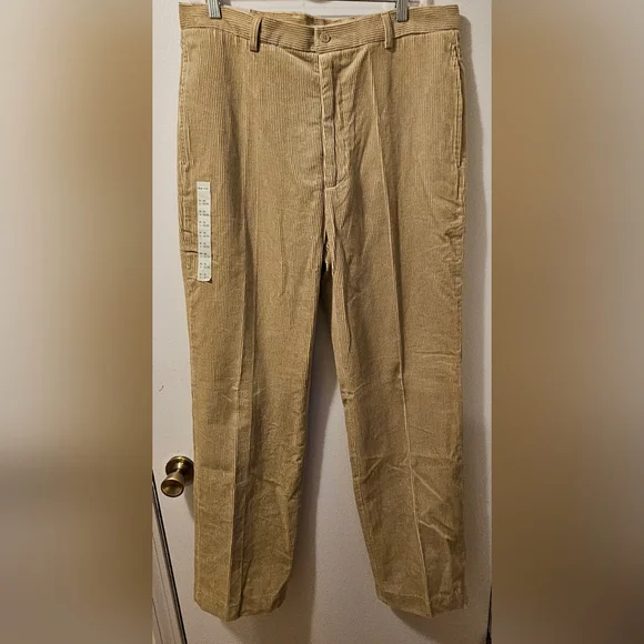 Oleg Cassini Silk/Cotton Beige Corduroy Pants Men's Size 36X33 NWT