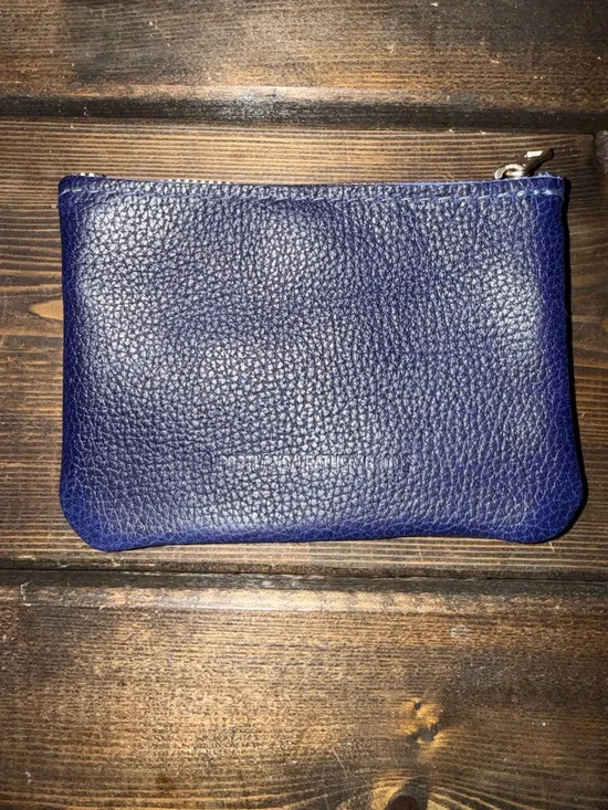 Portland Leather Blue Pebbled Double Zip Wallet