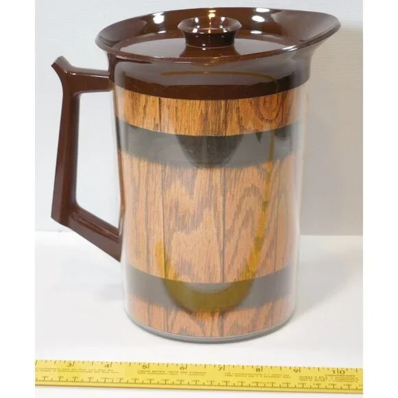 Thermo Serv‎ Coffee Carafe Pitcher 55oz Wood Grain USA Made VINTAGE