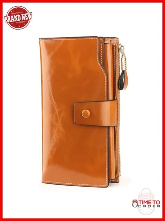 Genuine Leather RFID Blocking Continental Wallet with 21 Card Slots