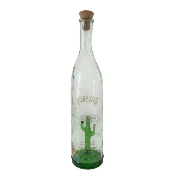 Vintage Porfidio Single Barrel Añejo Tequila Bottle Cactus Inside Glass Mexico