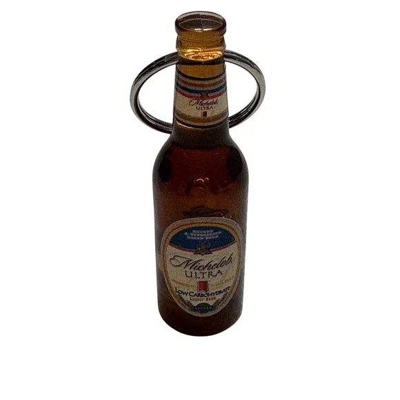Michelob Ultra Beer Bottle Keychain with Integrated‎ Bottle Opener Brown 3 Inch