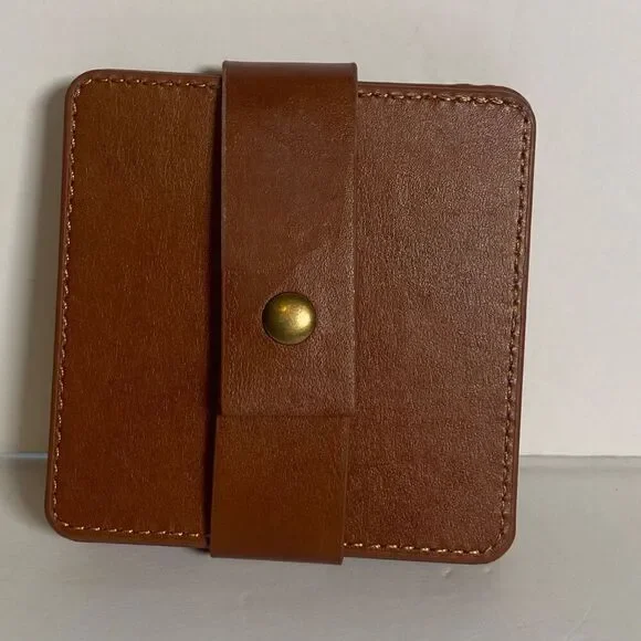 Dansko Leather Coaster Set of 4 Brown Logo Shoe Imprint 3.5” Square Nurse Gift