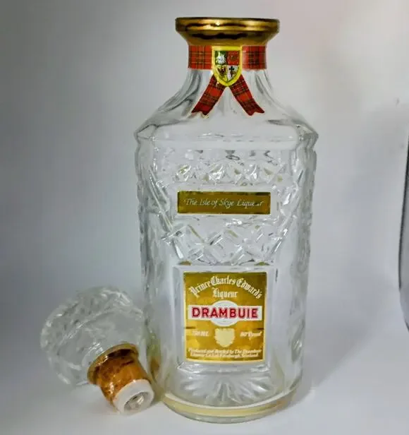 Vintage Drambuie Prince Charles Edwards Glass Liquor Bottle Decanter