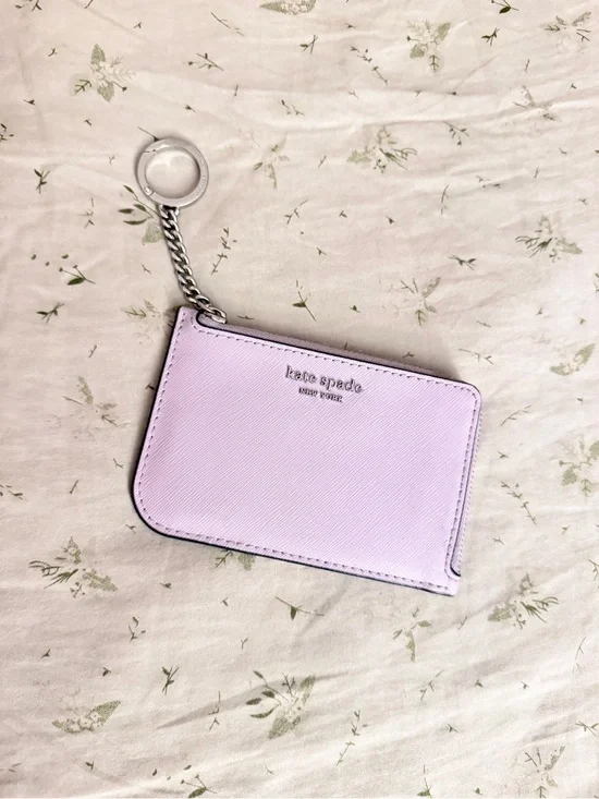 kate spade pastel lilac card case with key ring