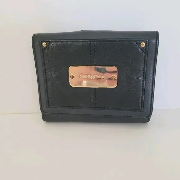 See By Chloe Card Bill Coin Wallet Logo Medium Leather Black Compact Designer‎