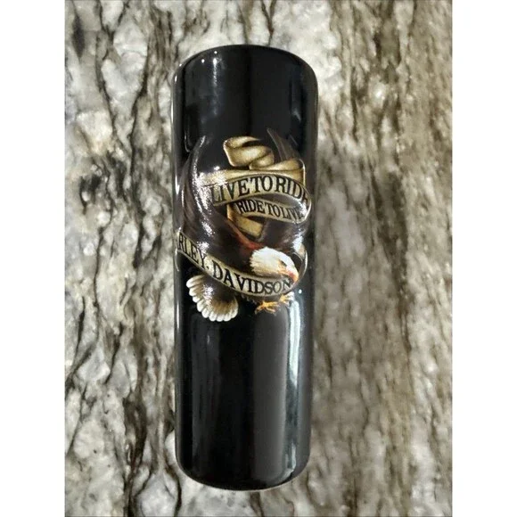 Large Harley Davidson Shot Glass “Live To Ride” 2007 Black W/Eagle Banner