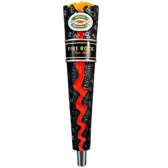 Kona Brewing Fire Rock Pale Ale Beer Tap Handle Orange Lava Volcano Hawaii Bar