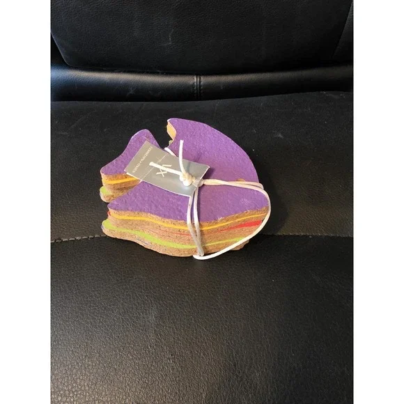 6 Fish Shaped Colorful Cork Coasters