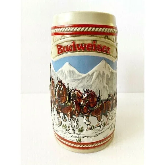 Anheuser Busch Budweiser Ceramic Beer Stein Clydesdales “A” Series Holiday Mug