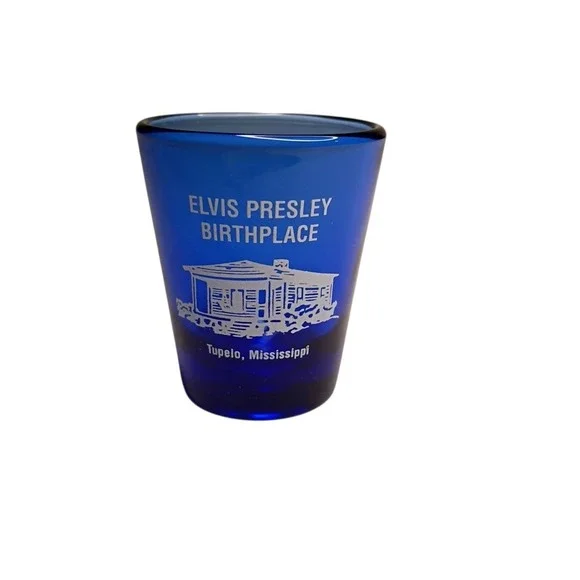 Elvis Presley Birthplace Shot Glass Made in USA Souvenir Tupelo Mississippi‎