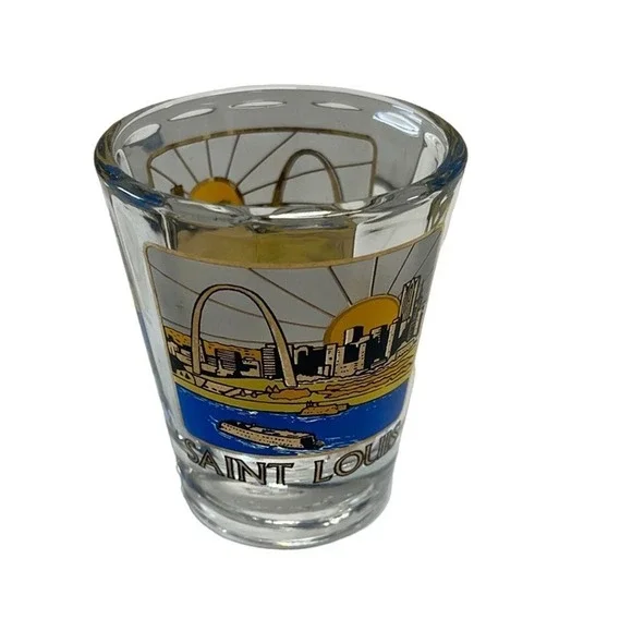 Saint Louis‎ MO Shot Glass Arch Sunrise Skyline River Paneled